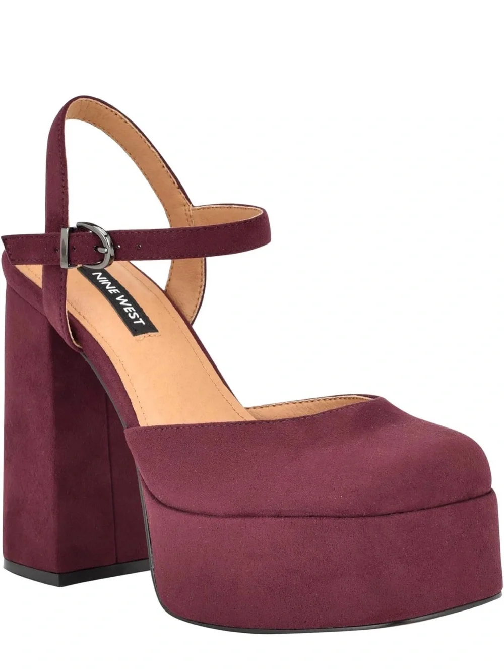 NWOT Nine West Burgundy Platform Ankle-Strap Heels